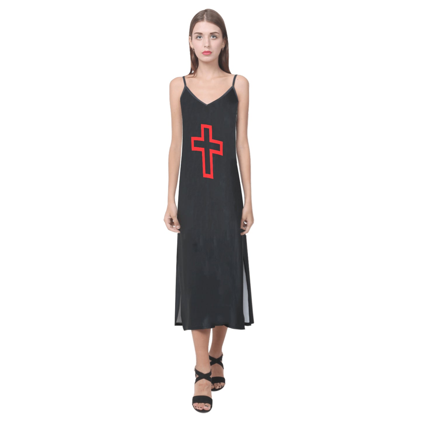 CRUSADE V-Neck Open Fork Long Dress