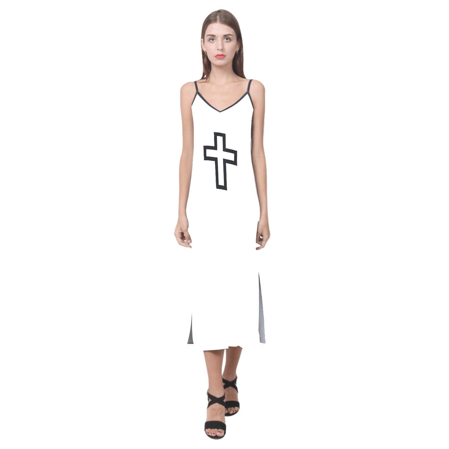 CRUSADE V-Neck Open Fork Long Dress