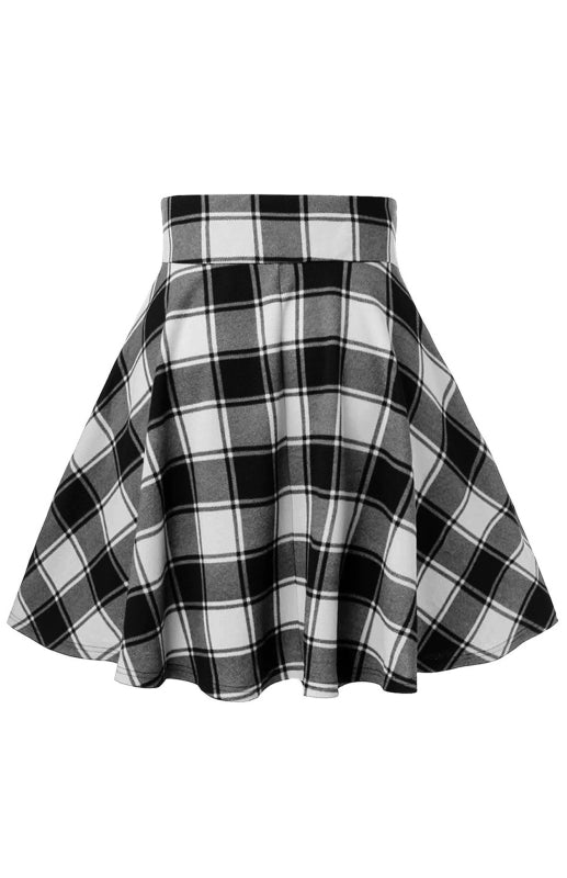 Lace Up Waist Plaid Pattern Print Skirt