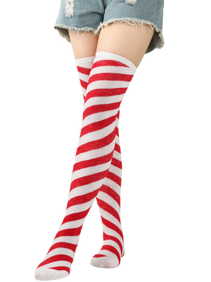 Over Knee Bias Striped Socks