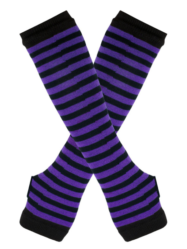 Gloves Fingerless Grunge Stripe Elbow Length
