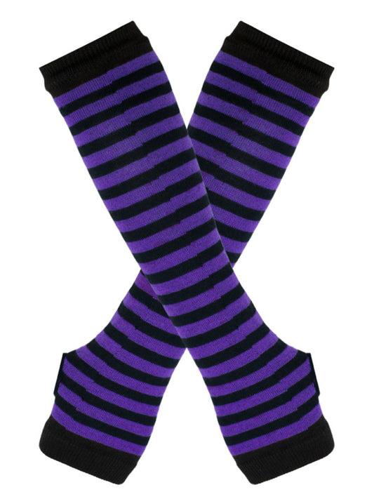 Gloves Fingerless Grunge Stripe Elbow Length