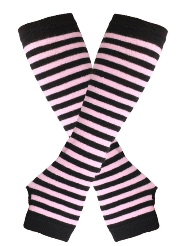 Gloves Fingerless Grunge Stripe Elbow Length