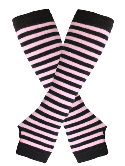 Gloves Fingerless Grunge Stripe Elbow Length