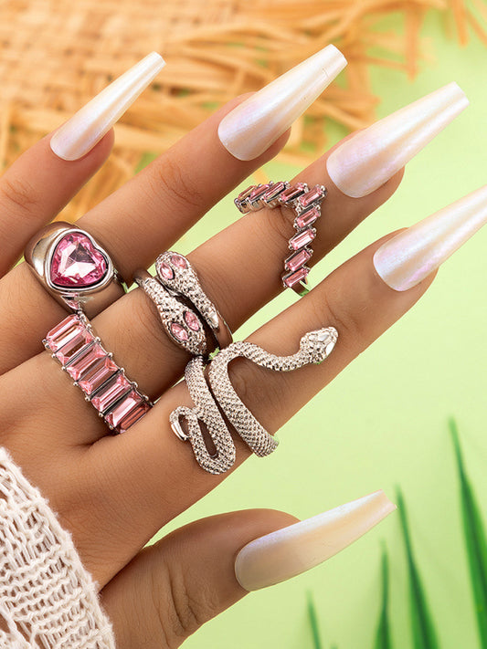 Ring Multi-Piece Set Snake and Heart Jewels