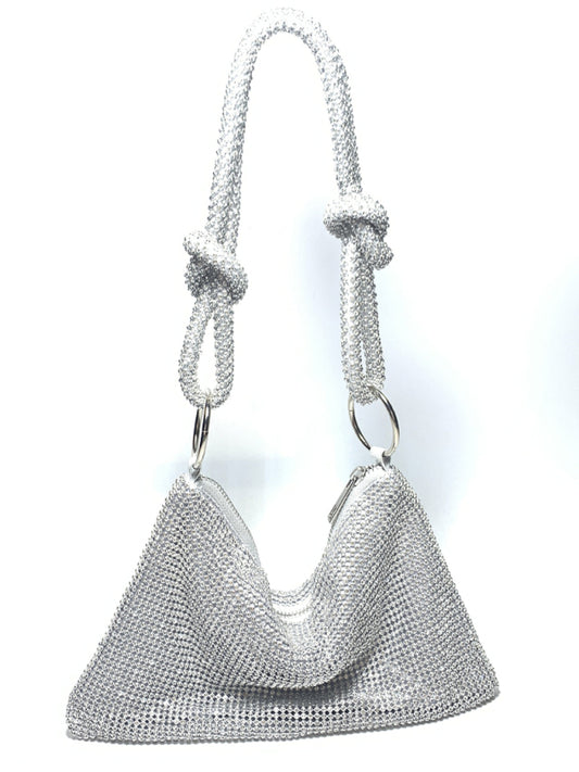 Shoulder Knotted Rhinestones & Diamonds Handmade Armpit Bag