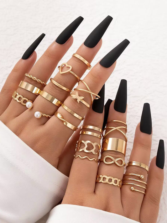 Rings Butterfly 8-Character Cross Love Pearl Opet 23-piece Set Jewelery