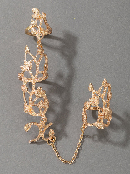 Ring Set Exaggerated Personality Flower Chain Temperament Hollow Carved Jewelry