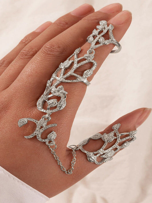 Ring Set Exaggerated Personality Flower Chain Temperament Hollow Carved Jewelry