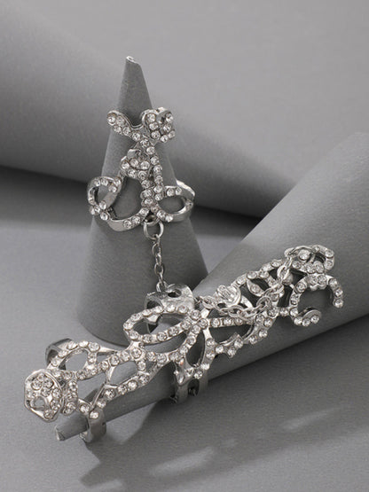 Ring Set Exaggerated Personality Flower Chain Temperament Hollow Carved Jewelry
