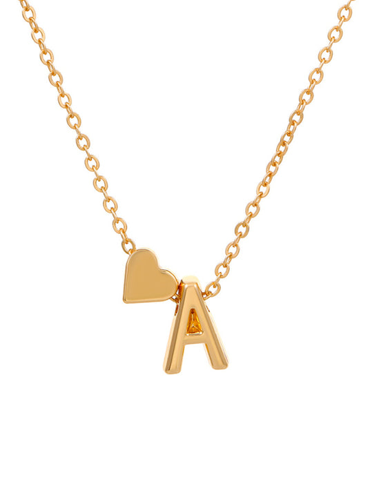Necklace Love Letters 26 English Heart Shape Short Clavical Chain Jewelry