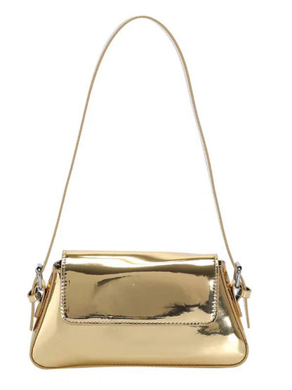 Shoulder Patent Leather Baguette Texture Glossy Bag