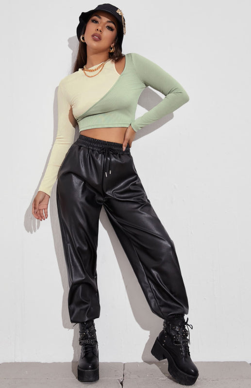 Spliced Colour Set Top Long Sleeve