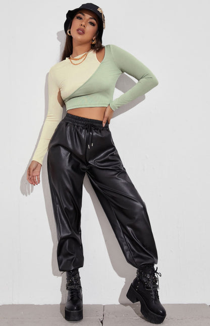 Spliced Colour Set Top Long Sleeve