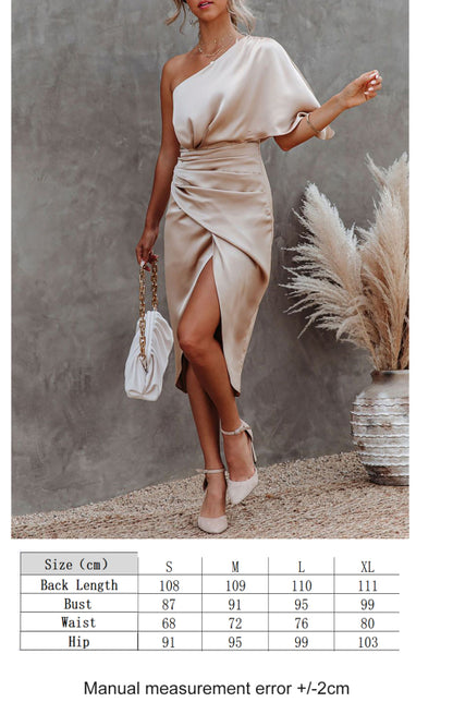 Eos Parthenon Asymetrical Satin Look Toga Dress