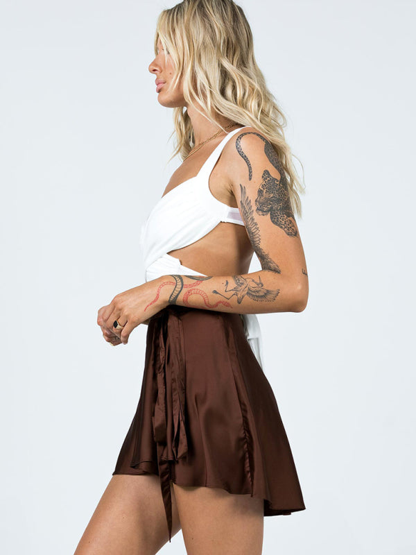 Satin Wrap Mini Skirt