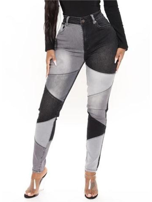 Colorblock Denim Skinny Jeans