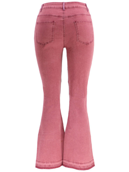 Colorblock High Waist Flared Denim Jeans