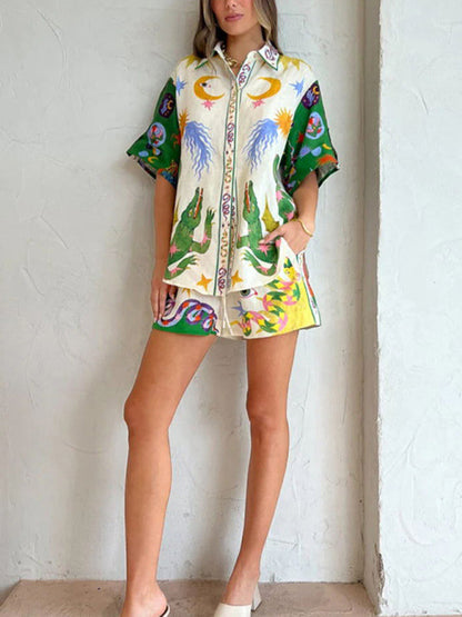 Circus Mystic Printed Shorts and Oversize Shirt Set