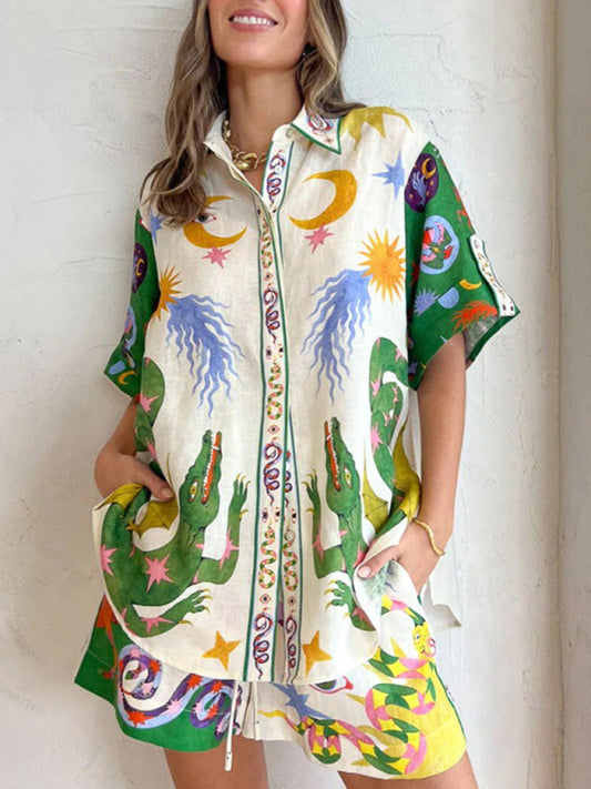 Circus Mystic Printed Shorts and Oversize Shirt Set
