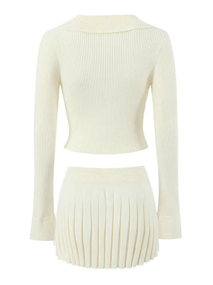 Preppy Cardigan Top and Mini Knitted Set