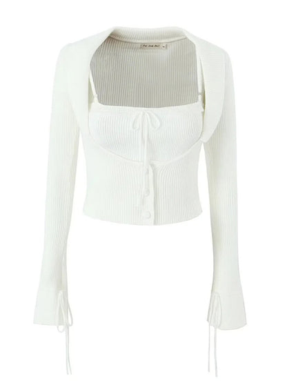 Preppy Cardigan Top and Mini Knitted Set
