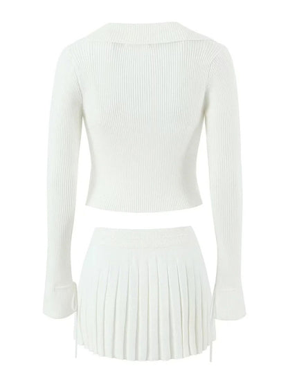 Preppy Cardigan Top and Mini Knitted Set