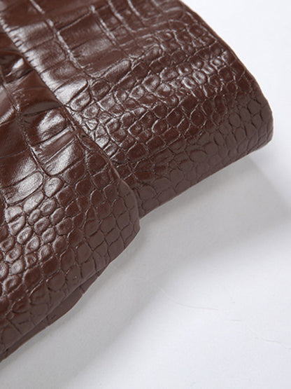 Croc Print Tube Top Skirt Suit